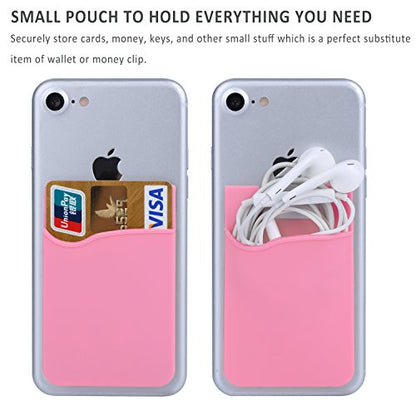 3 Pack Adhesive Card Holder for Back of Phone,Stick on Credit Card Pouch - color: Black,White,Pink