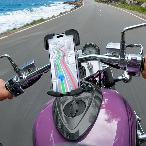 TXV Bike Phone Holder, Motorcycle Phone Mount, 1s Lock | Silicone Protective | Anti-Shock | for iPhone | Samsung | Pixel | 5.1-6.8" Cellphone