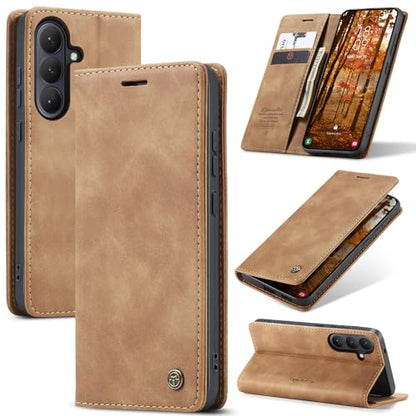 Compatible with Samsung Galaxy S26 Plus Case with Card Holder, Kickstand Protective Flip Folio Leather Wallet Case for Galaxy S26+ Plus 5G 6.7 inch (Brown) - color: Brown, size: S26 Plus 6.7 Inch