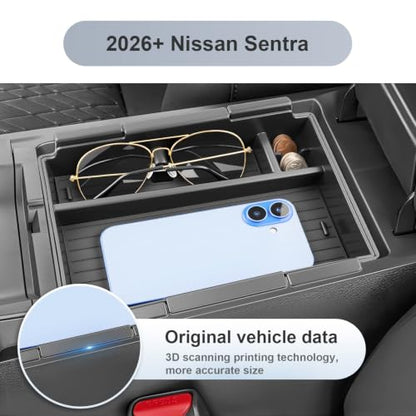 SKTU 2Pack for 2026 2027 Nissan Sentra Center Console Organizer ABS - color: 2026 2027 Sentra Double Layers Console Organizer