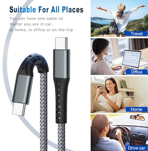 DFLASHS USB-C to USB-C 60W 3FT 3-Pack, Nylon Braided Fast Charging Cable - size: 3FT