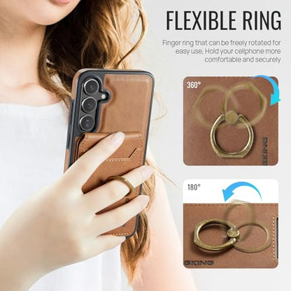 for Samsung Galaxy S26 2 in 1 Detachable Card Bag Wallet Case Durable Leather Wallets Magnetic Card Holder 4 Card Slots Ring Stand RFID Blocking Brown - color: Brown, size: Samsung Galaxy S26