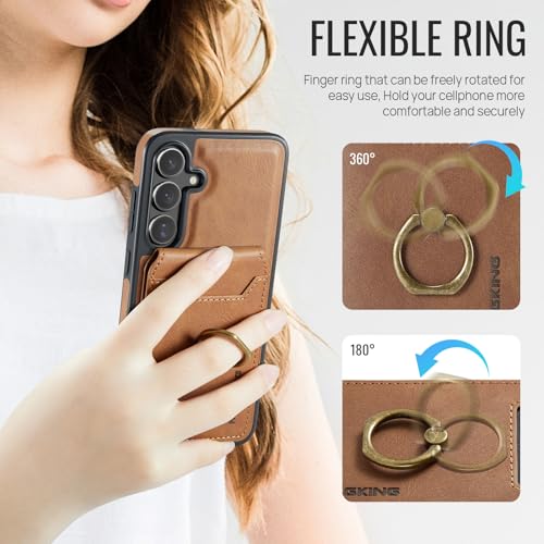 for Samsung Galaxy S26 Plus 2 in 1 Detachable Card Bag Wallet Case Durable Leather Wallets Magnetic Card Holder 4 Card Slots Ring Stand RFID Blocking Brown - color: Brown, size: Samsung Galaxy S26 Plus