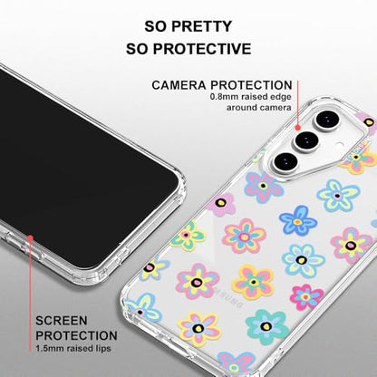 MOSNOVO Case for Samsung Galaxy S24 FE, [Buffertech 6.6ft Military-Grade Drop Protection] [Anti Peel Off Tech] Clear TPU Bumper Phone Case Cover Design - Groovy Flower - color: Clear - Groovy Flower, size: Samsung Galaxy S24 FE
