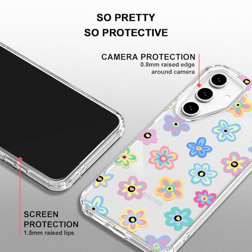 MOSNOVO Case for Samsung Galaxy S24 FE, [Buffertech 6.6ft Military-Grade Drop Protection] [Anti Peel Off Tech] Clear TPU Bumper Phone Case Cover Design - Groovy Flower - color: Clear - Groovy Flower, size: Samsung Galaxy S24 FE