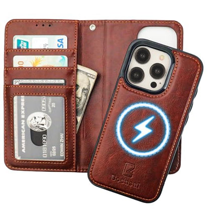 Bocasal for MagSafe Wallet Case Card Holder for iPhone 15 Pro, Brown - color: Brown for MagSafe