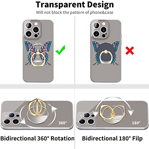 TACOMEGE Transparent Clear Phone Ring Grips Holder Kickstand, Gold