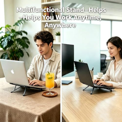 Foldable Laptop Stand with Magnetic Phone Holder, Gray