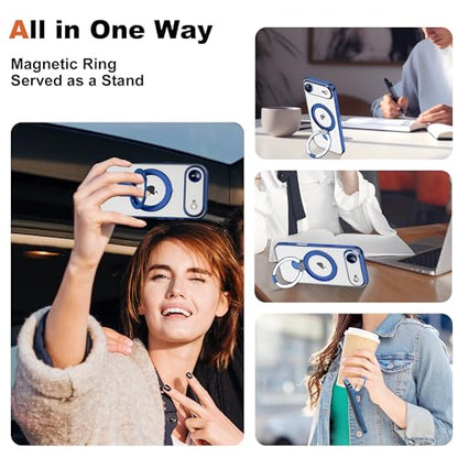 Plating Clear Case for iPhone 17 Air with Stand 6.3", Blue - color: Blue, size: Iphone 17 Air