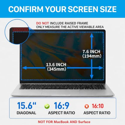 STARY 360° Laptop Privacy Screen Protector 15.6 inch 16:9 Ratio (1920×1080) - size: 15.6 inch 16:9