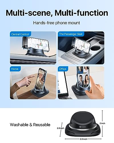 andobil 2026 Upgraded Car Phone Holder Mount, Ultra Stable & Silicone Phone Holders for Your Car 360° Rotatable Dashboard Cell Phone Holder Mount for iPhone 17 Pro Max/16/15/14/13/12/ Samsung