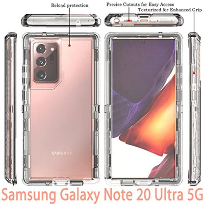 YmhxcY Galaxy Note 20 Ultra Case - 3 Layer Drop Protection, Shockproof, Clear Silicone Cover - Crystal Clear - color: Crystal Clear