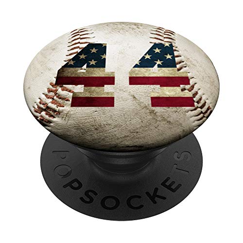 Baseball number 44 with American USA flag phone stand PopSockets PopGrip: Swappable Grip for Phones & Tablets