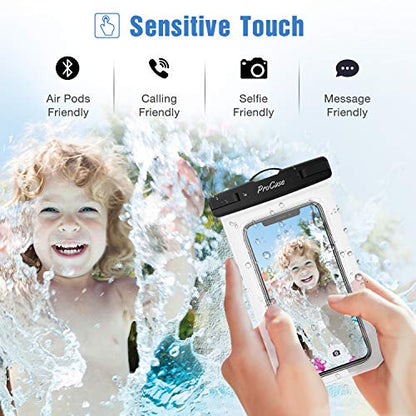 ProCase 2 Pack Waterproof Phone Pouch, Underwater Phone Case Up to 7", Dry Bag for iPhone 17 Air 16 15 14 13 Pro Plus Max, Galaxy S24 S23 S22 Ultra Pixel, Beach Essentials -Clear & White - color: Clear/White