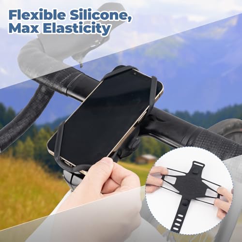 ROCKBROS Bike Phone Mount Stem Anti-Vibration Silicone Holder 4-7 Inch