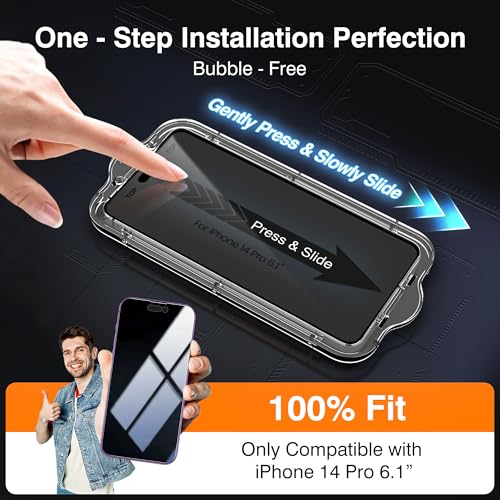 EZ-GLAZ-4+2 Pack for iPhone 14 Pro Privacy Screen Protector (6.1") - size: iPhone 14 Pro