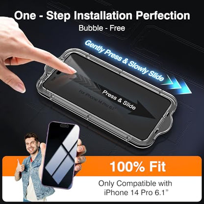 EZ-GLAZ-4+2 Pack for iPhone 14 Pro Privacy Screen Protector (6.1") - size: iPhone 14 Pro