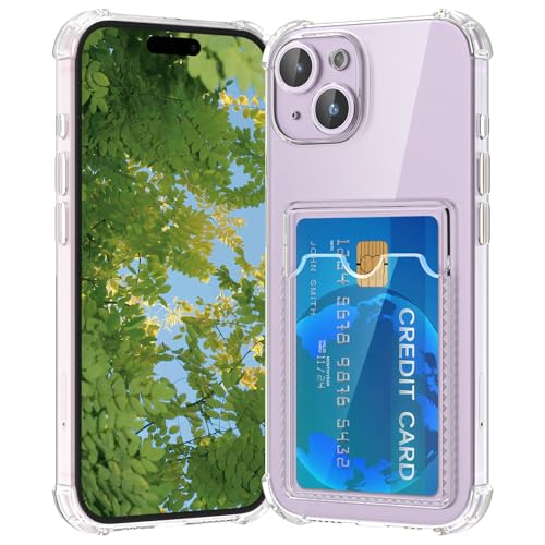Compatible with iPhone 14 Case with Card Holder, Wallet Case Clear Slim Soft Protective Cover Shockproof Anti-Scratch Phone Card Case for iPhone 14 - size: iPhone 14