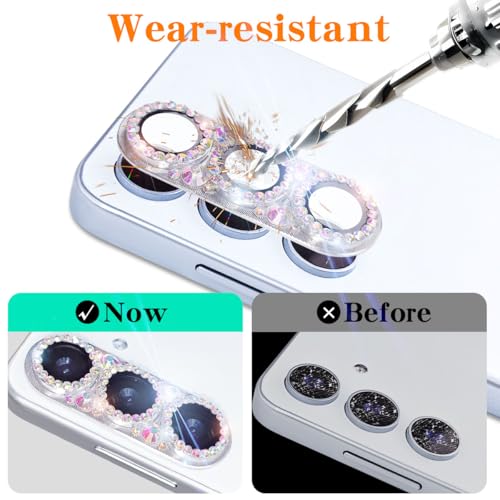 Bling Diamond Camera Lens Protector Compatible with Samsung Galaxy S25 Plus, Metal Glitter Gem Camera Cover，9H Tempered Glass lens full Screen Protector with 3D Rhinestone Sparkle - color: for Galaxy S25 Plus