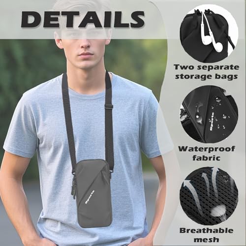 Prime Comfort Cell Phone Sleeve Pouch with Adjustable Crossbody Strap Neck Lanyard and Wrist Strap, Cell Phone Holder Around Neck, iPhone Holder for Walking for Men Women (Black) - color: Black