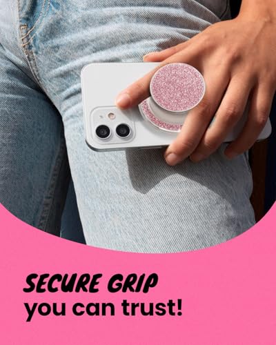 On The Grip Bling Bling Glitter Phone Grip & Stand - Elegant Magsafe Compatible Phone Holder for Secure Grip and Hands-Free Viewing (Pink)