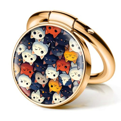 Cell Phone Ring Holder, Cute Phone Ring Grip Stand, 360°Rotation Funny Metal Kickstand Finger Grip Cute Funny Cats - color: Cute Funny Cats
