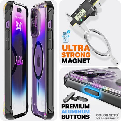 REBEL Clear Case for iPhone 14 Pro Max [Crystal Series Gen-4] Strong MagSafe Compatible, Anti-Scratch, Non-Yellowing, Protective Shockproof Bumpers, Metal Buttons, 6.7 Inch Phone 2023 (Crystal Black) - color: Crystal Black, size: iPhone 14 Pro Max