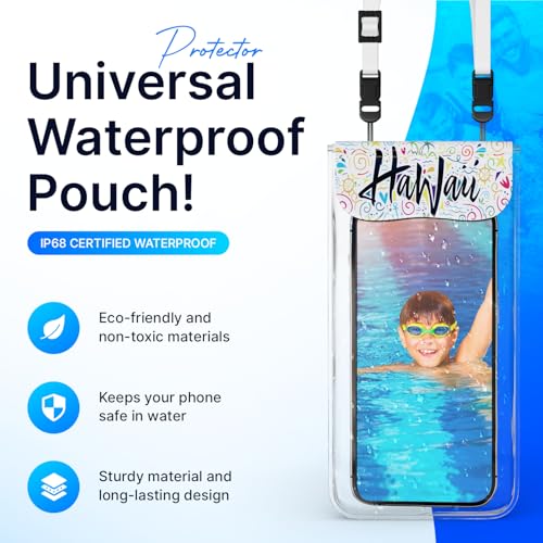 C&K GLOBAL Korean IP68 Waterproof Phone Pouch - Aloha-Inspired Dry Bag Case for iPhone 17 16 15 14 Pro & Galaxy S26 S25 S24 - Made in Korea, Universal Waterproof Case with Detachable Lanyard (White) - color: White