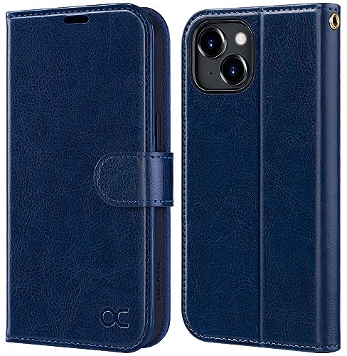OCASE Compatible with iPhone 15 Wallet Case, PU Leather Flip Folio Case with Card Holders RFID Blocking Kickstand [Shockproof TPU Inner Shell] Phone Cover 6.1 Inch 2023, Blue - color: Blue