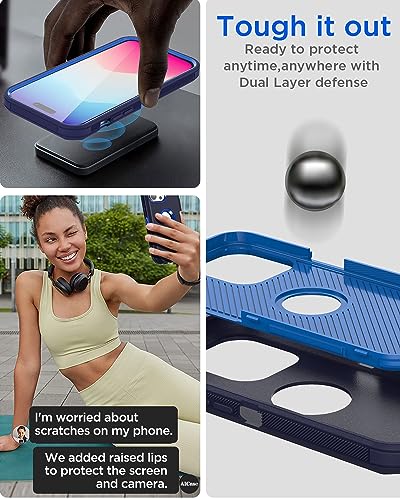AICase iPhone 15 Pro Max Case,Heavy Duty Drop Protection Full Body Rugged Shockproof Military Protective Tough Durable Cover Compatible with iPhone 15 Pro Max 6.7"_8 Maritime Blue/Admiral Blue - color: Maritime Blue/Admiral Blue