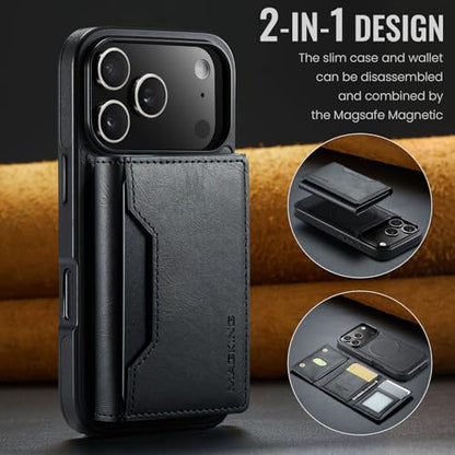 K2 2 in 1 Detachable Magnetic Phone Cases Compatible with iPhone 17 Pro Case with Card Holder RFID Blocking, Compatible with Magsafe Wallet, Leather 6.3'' (Black, iPhone 17 Pro) - color: Black, size: iPhone 17 Pro