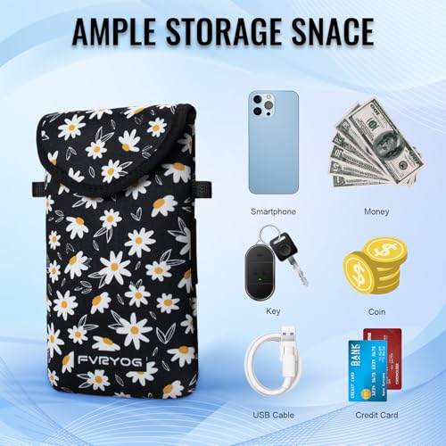Neoprene Phone Sleeve Pouch Case Bag for Men Women w/Crossbody Strap/Neck Lanyard for iPhone 17/16/15/14 Pro Max, Samsung S25，Pixel 10 - color: Chrysanthemum Cell Phone Sleeves