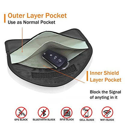 2 Pack Faraday Bags for Car Keys and Cell Phone, Signal Blocking Key Pouch Wallet, Anti-Tracking Anti Theft Car Protection, Cell Phone Signal Jammer WiFi/GSM/LTE/NFC/RFID, GPS Blocker Bag - color: 2 Packs - 7.8" * 3.8"
