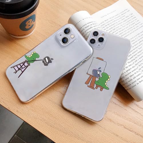Guppy for iPhone 17 Pro Max Funny Draw Dinosaur Case Cute Animals Embossed Pattern Flexible Soft TPU Rubber Slim Lightweight Cover Shock Absorption Protective Bumper Clear