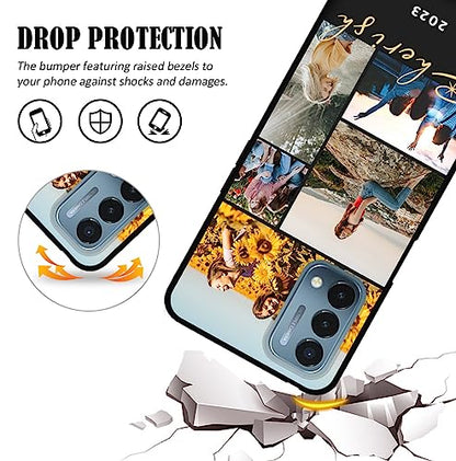 Create Your Own Unique Personalized Picture Phone Case for OnePlus Nord N200 5G - Customizable Photos Image Name Logo with Letter & Words N 200 5 G Phone Cover, Soft Slim Resist Sweat - color: Black 10 - Cherish, 5 Photos Text