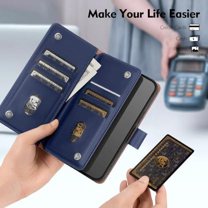 Shieldtop Compatible with Samsung Galaxy S24+ Plus Wallet Case with Card Holder,Women Men RFID Blocking PU Leather Flip TPU Protective Cover Credit Card Slots,Phone Case for S24 Plus,Dark Blue - color: Dark Blue, size: Samsung Galaxy S24 Plus - 6.7"