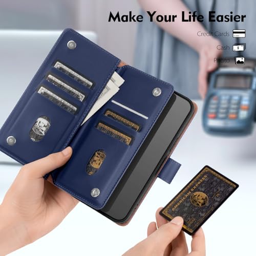 Shieldtop Compatible with Google Pixel 10 5G Wallet Case with Card Holder,Women Men RFID Blocking PU Leather Flip TPU Protective Cover Credit Card Slots,Phone Case for Pixel 10 Pro 6.3",Dark Blue - color: Dark Blue, size: Pixel 10 6.3"/10 Pro - 6.3"