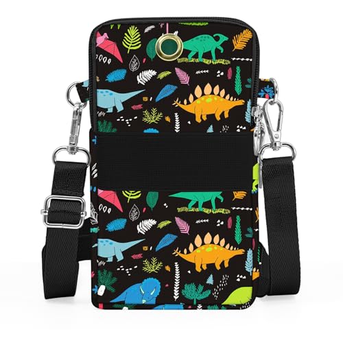 BIAOTIE Lightweight Small Crossbody bags Cell Phone Purses Travel Pouch Shoulder Bag for Women - color: Black Dinosaur