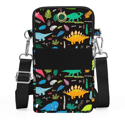 BIAOTIE Lightweight Small Crossbody bags Cell Phone Purses Travel Pouch Shoulder Bag for Women - color: Black Dinosaur