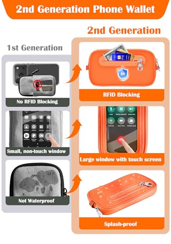 takyu Phone Strap Crossbody with Detachable RFID Wallet Orange - color: Orange
