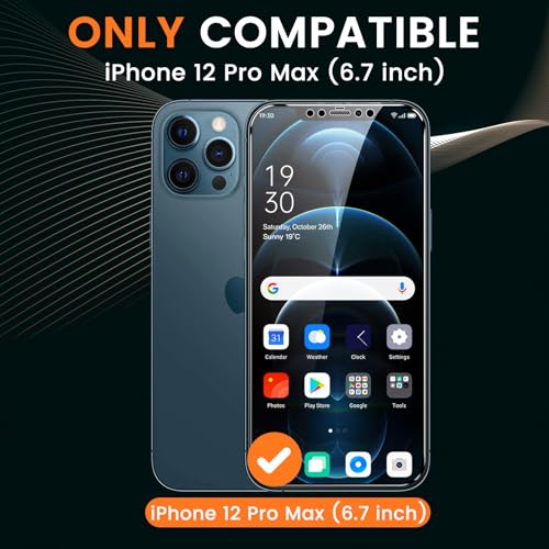 2 Pack 4 Way 360° Privacy Screen Protector for iPhone 12 Pro Max, Horizontal and Vertical All Around Anti-Spy 9H Tempered Glass Film, Scratch Resistant, Zero Bubbles, Face ID Sensitive - size: iPhone 12 Pro Max