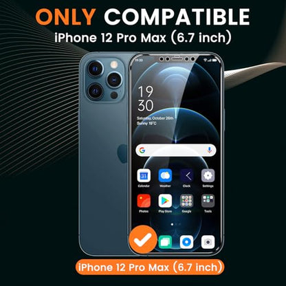 2 Pack 4 Way 360° Privacy Screen Protector for iPhone 12 Pro Max, Horizontal and Vertical All Around Anti-Spy 9H Tempered Glass Film, Scratch Resistant, Zero Bubbles, Face ID Sensitive - size: iPhone 12 Pro Max