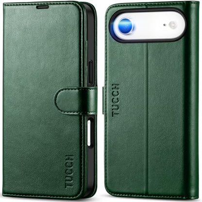 TUCCH Wallet Case for iPhone Air (6.5") 2025, 4 Card Holders, Evergreen | RFID Blocking, Viewing Stand, Shockproof TPU Shell, PU Leather, Magnetic Closure, Protective Folio Flip Cover - color: Evergreen