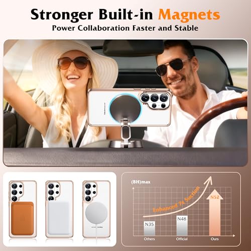 Compatible with Clear Samsung Galaxy S26 Ultra Case with 360° Invisible Magnetic Ring Stand [Compatible with Mag-Safe] Shockproof Plating Phone Case for S26 Ultra 6.9",Desert Gold - color: Desert Gold, size: Samsung Galaxy S26 Ultra