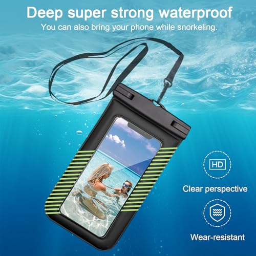 1 Pcs Waterproof Phone Case for Beach Adventures Swimming Outdoor Activities with Touch Screen Adjustable Strap (Green) - color: Green