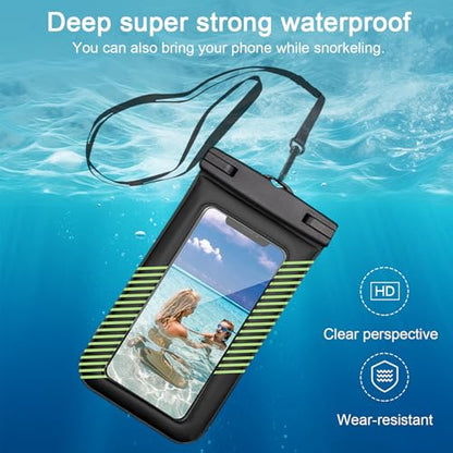 1 Pcs Waterproof Phone Case for Beach Adventures Swimming Outdoor Activities with Touch Screen Adjustable Strap (Green) - color: Green