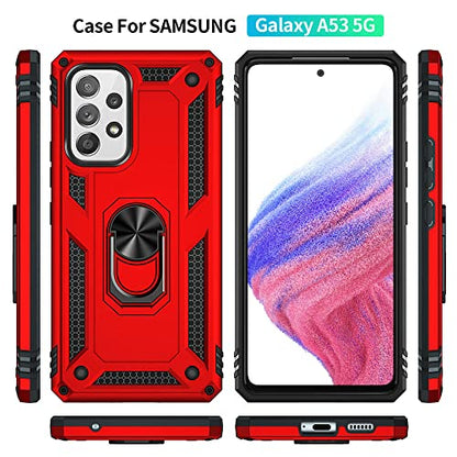 for Samsung A53 5G Case, Galaxy A53 5G Case with HD Screen Protector, [Military Grade 16ft. Drop Tested] Ring Shockproof Protective Phone Case for Samsung Galaxy A53 5G,Red - color: Samsung Galaxy A53 5G Case Red