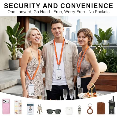 Phone Lanyard Crossbody, Adjustable Ergonomic Shoulder Phone Strap - color: Orange