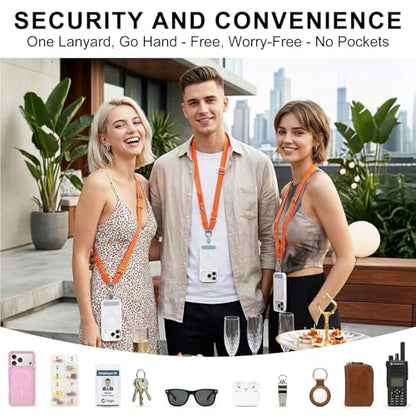 Phone Lanyard Crossbody, Adjustable Ergonomic Shoulder Phone Strap - color: Orange