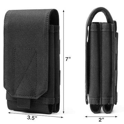 Urvoix Dual Cell Phone Holster, MOLLE Tactical Belt Pouch for 2 Phones | Dual-Pocket Utility Phone Bag for Power Bank, Cards & Keys, EDC Nylon Cell Phone Case for iPhone 17 Pro Max, 16/15/14 Pro Max - color: Double Pocket